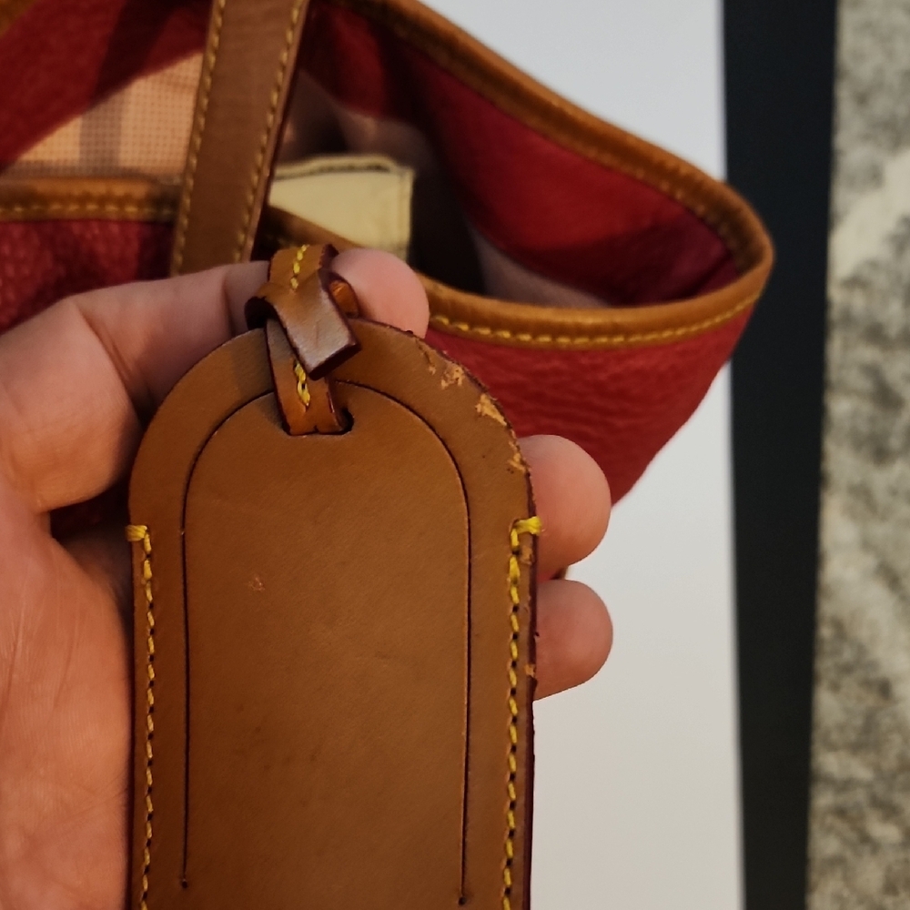 Dooney & Bourke Kristin Pebbled Leather Red Tote Bag with Tan Accents - Picture 16 of 16